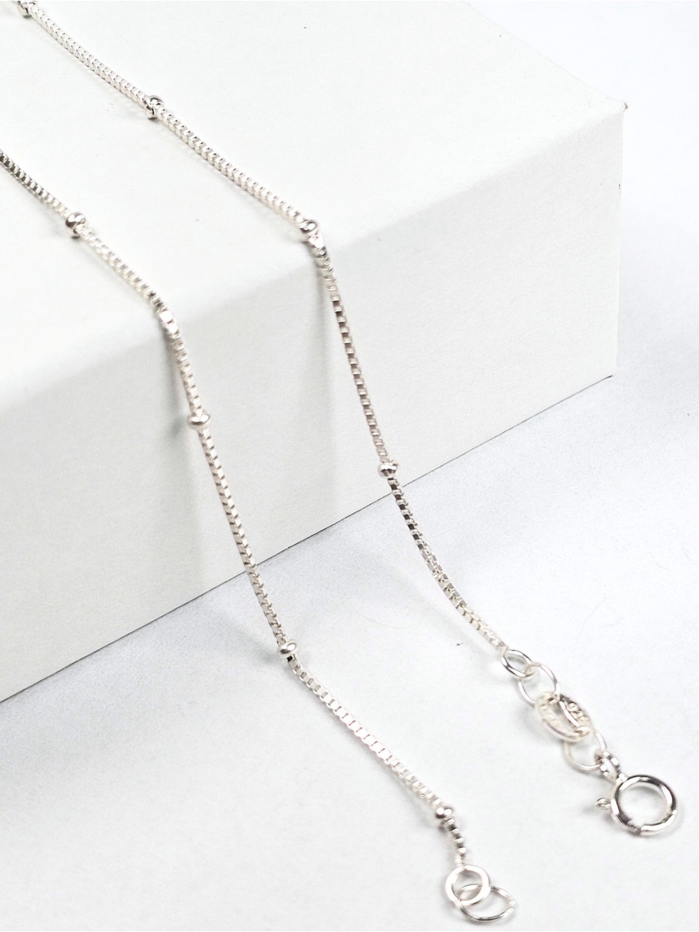 Mouse Tail Chain Necklace 0.7mm 925 Sterling Silver Cadena Cola Rata Bolita 45cm